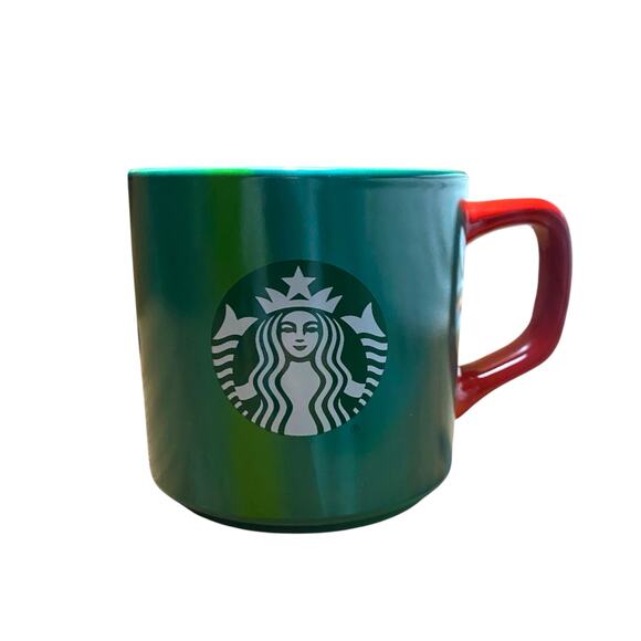 Starbucks Green Marble Pattern Small Mug Cup With Red Handle 11 oz 2022 - Picture 5 of 9